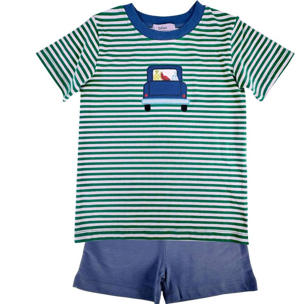 NEW ISHTEX kids fruit pickup truck boy's shorts set in green